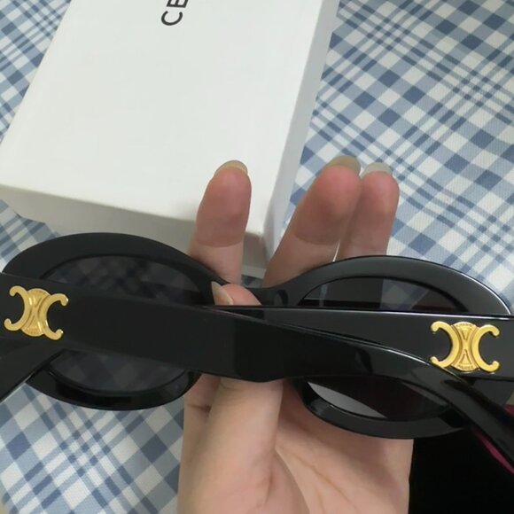 Celine Triomphe Oval Black Sunglasses main image 4